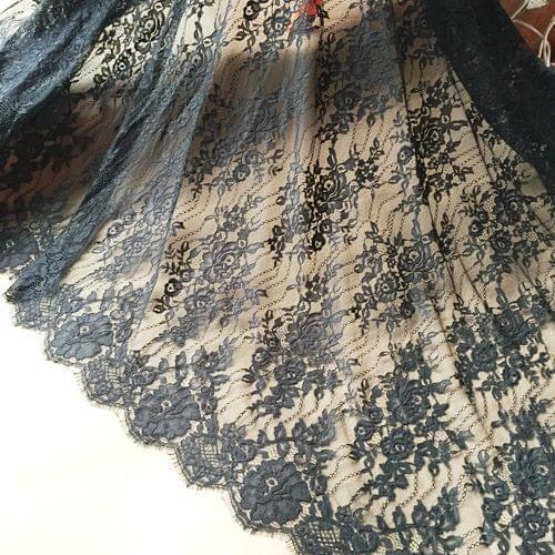 3M/Lot Free Shipping 3D Jacquard Eyelash Lace Fabric White Black 150CM Handmade DIY Dress Clothing Lace Accessories