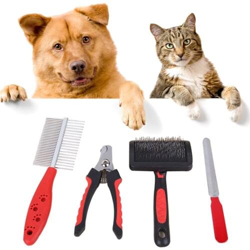 4pcs Professional Pet Dog Nail Clipper Cutter Stainless Steel Grooming Trimmer Scissors Clippers for Animals Cats with Lock