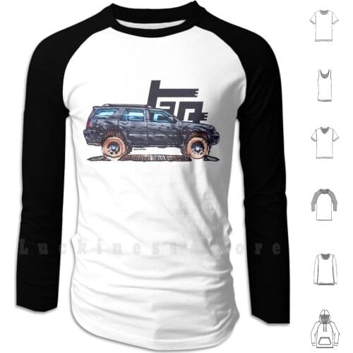 4th Gen 4runner Trd-Midnight Hoodies Long Sleeve 4 Runner 4runner Trd Lifted Muddy Dirty Sketch Suv