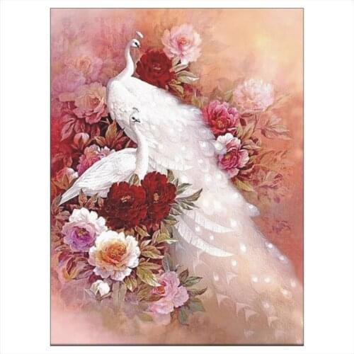 5D DIY Diamond Animal Peacock Flower Full Embroidery Mural Home Decoration Mosaic Cross Stitch Set Mural T065
