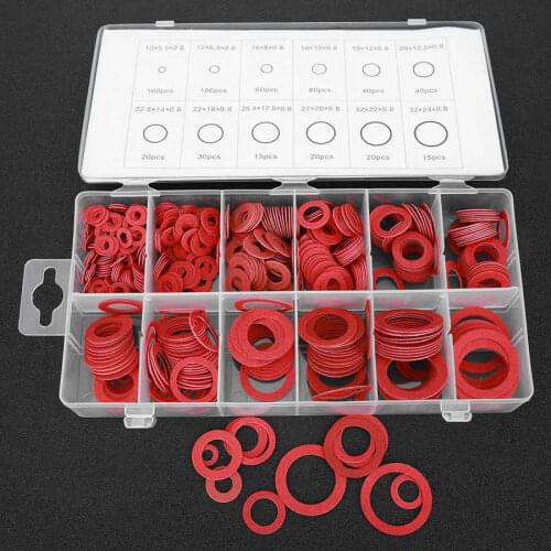 600pcs Red Vulcanised Fibre Washer Gasket Round Insulation Paper Red Steel Paper Assortment Kits Insulation Washers