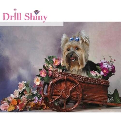 DIY 5D Diamond Embroidery Dog Full Rubik Rhinestone Painting Animals 3D Cross Stitch Kits Room Landscape Embroidery Decor