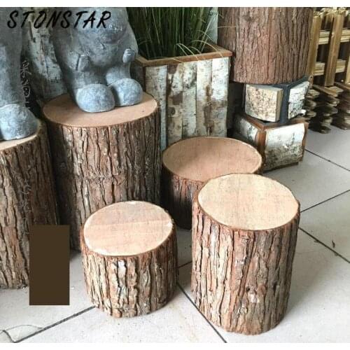 Retro Bar Stool Bark Tree Stump Wood Stool Hollow Stump Artificial Wooden Stool Photo Shoot Props Stool Decoration Stool Wood
