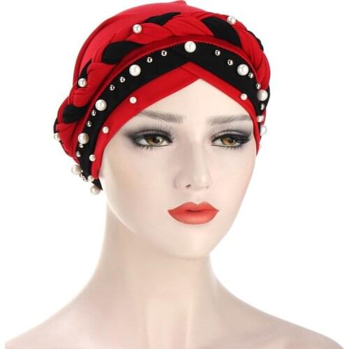 Beading Braids Turbans for Women Muslim Head Scarf Bonnet Female Head Wraps Turban Femme Musulman Cancer Chemo Hat India Hats