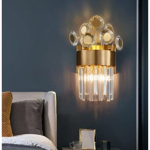 Home decor crystal wall lamps for living room Indoor bedroom gold design hallway wall sconces hanging lighting