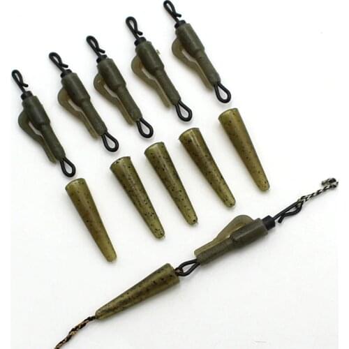 10PCS Hybird lead clips with Quick change swivel tail rubber for carp fishing rigs tail rubber hook link tackle accessory