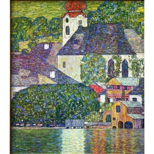 Gustav Klimt Landscapes art KIRCHE IN UNTERACH ON ATTERSEE oil painting High quality Hand painted Wall decor