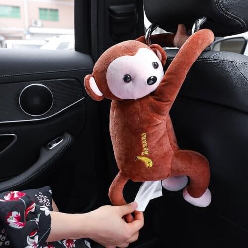 Creative Cartoon Monkey Home Office Car Hanging Paper Napkin Tissue Box Cover Holder Portable Paper Box