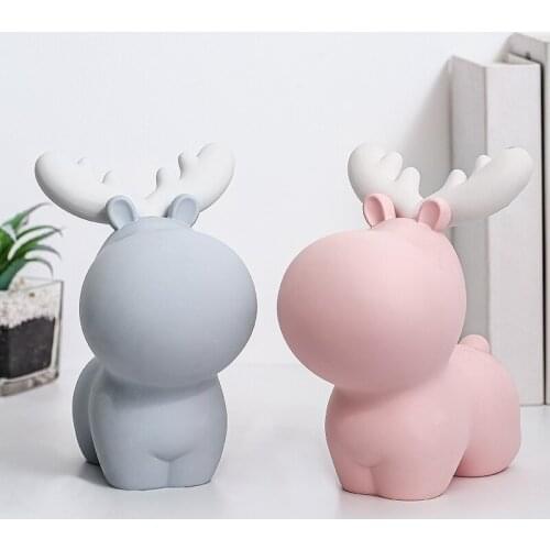 Cute Resin Elk Model Piggy Bank Home Decoration Modern Deer Figurines Coin Money Bank Childerns Room Decorative Birthday Gifts