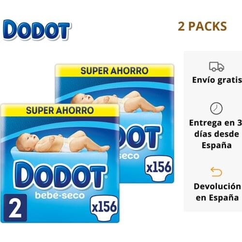 Set de 2 Packs Pañales Dodot Bebé Seco, Pack Ahorro, El Único pañal con Canales de Aire, Talla 2 (312 uds), Talla 3 (272 uds), T