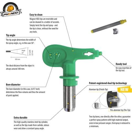 PHENDO HEA ProTip Low Pressure Airless Spray Tip108 110 112 114 116 Airless Nozzle Sprayer Tip for Wagner Titan Airless Sprayers