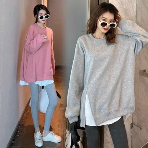 Pregnant Clothes Spring Autumn Maternity Set Tops and Pants Solid Color Maternity Suit for Pregnancy Stitching Two-piece Sets