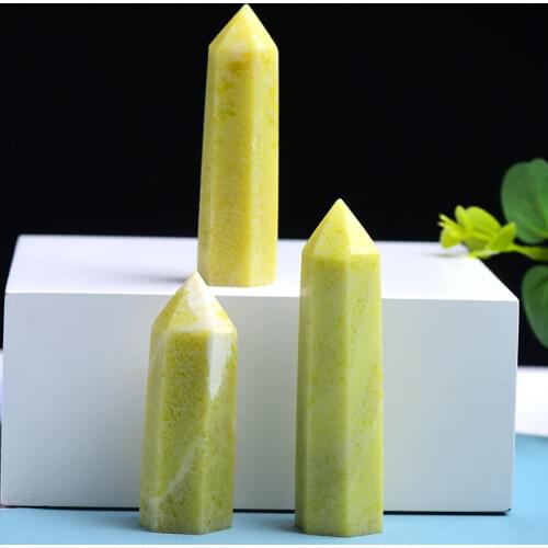 Wholesaler Natural Gold Beryl Hexagonal Crystal Point High Quality Rock Mineral Specimen Modern Home Decoracion Collection Gifts