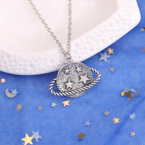DIY Bohemian Vintage Mens Choker Star Satellite Map Alloy Pendant Necklace Female Fashion Ladies Jewelry Gift 2020
