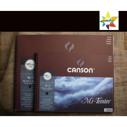 CANSON Mi-Teintes Pastel Paper Black Paper,24cmx32cm 32cmx41cm 16 Sheets,honey comb surface acid free 50% Cotton Spiral Bound