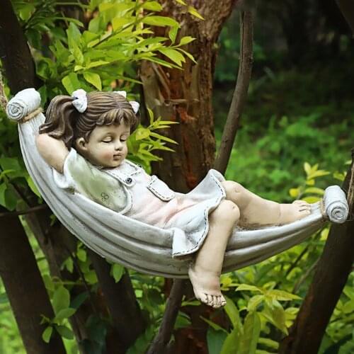 Retro Hanging Cartoon Character Statue Handmade Resin Figures Ornament for Home Garden Courtyard Decoration TS2