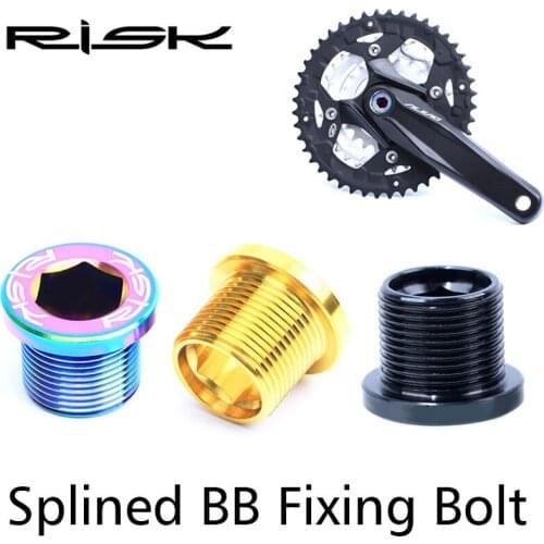 RISK 2pcs M15x12mm Titanium Bicycle Splined BB Fixing Bolt For Crankset Arm Chain Wheel MTB Bike Spline Axis Screws Bike Parts