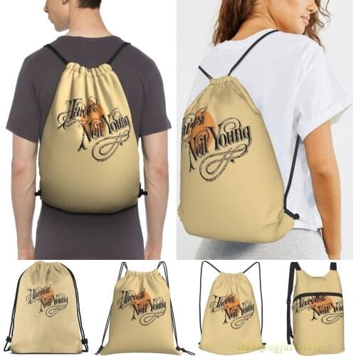 Unisex Drawstring Bags Neil Young Harvest Women Drawstring Backpacks Men Outdoor Travel Backpacks Training Fitness Bag