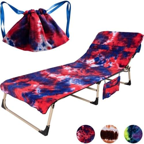 Lounge Chair Beach Towel Cover Lazy Quick Drying Beach Lounge Chair Cover Towel Bag Sun Lounger with Pockets Holidays