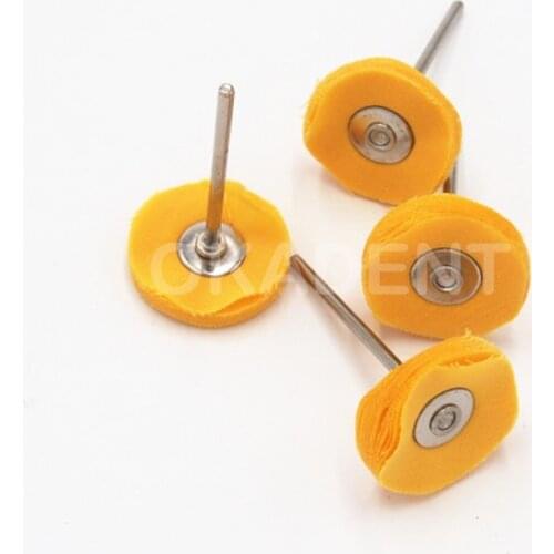 20pcs Dental Lab Brush Polishing Wheel yellow cloth Polishers for Rotary Tools HP shank 3mm