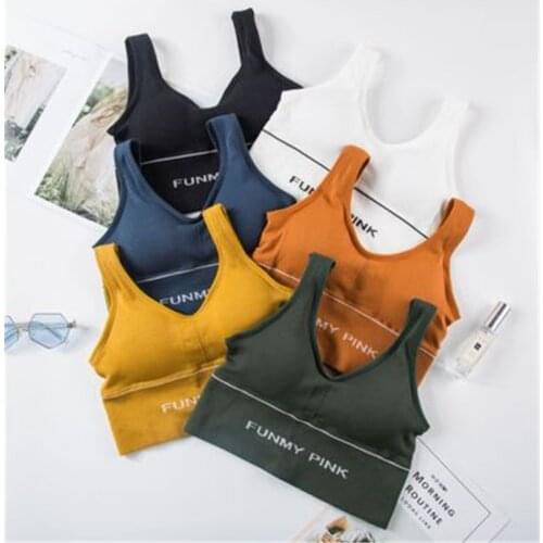 Women Sports Bra For Fitness Top Padded Underwear Free Size A-D Cup Letters Yoga Bra For Women Solid Cotton Bra Brand