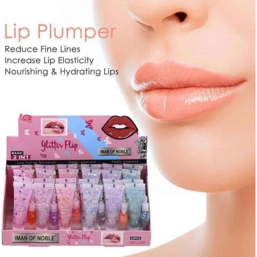 1pc Lip Oil Moisturizer Lip Gloss Plumping Reduce Lip Wrinkles Transparent Waterproof Long Lasting Liquid Lipstick Cosmetics