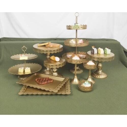 10PCS 3 TIER CUPCAKE DESSERT DISPLAY GOLD WEDDING METAL CAKE STAND RACK