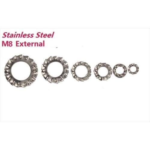 ! 1000PCS M8 External 304 STAINLESS STEEL Internal/External Shakeproof Tooth Serrated Lock Washers