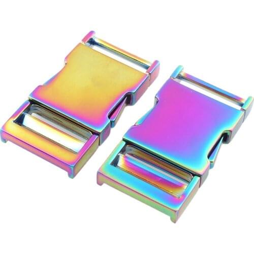 2pcs Alloy Rainbow Quick Side Release Buckles 25mm for Webbing Tactical Belt Safety Strong Hooks Clips Outdoor Luggage Accessory