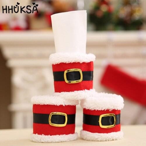 3Pcs Towel Napkin Decor Christmas Decorations For Home Dinner Table Decor Waistband Design Home New Year Decoration Christmas