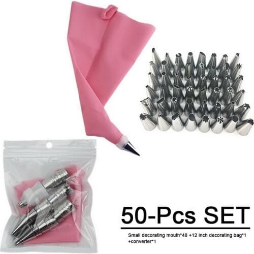 50pcs Silicone Pastry Bag Tips Kitchen Accessories Cake Decorating Tools Piping Bag Silicone Form for Baking Piping Bag Mold