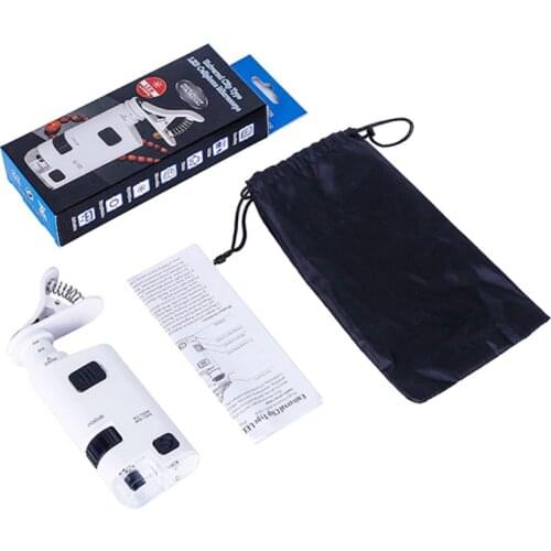80-120X Microscope With Phone Clip LED Lamp Magnifier Loup Textile Microscopes