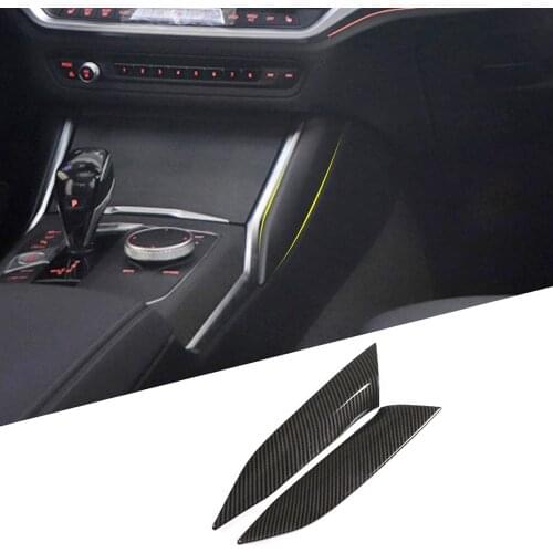2pcs Carbon Fiber Style ABS Plastic Center Console Side Decoration Trim for BMW 3 Series G20 G28 325li 2019-20 Model Accessories