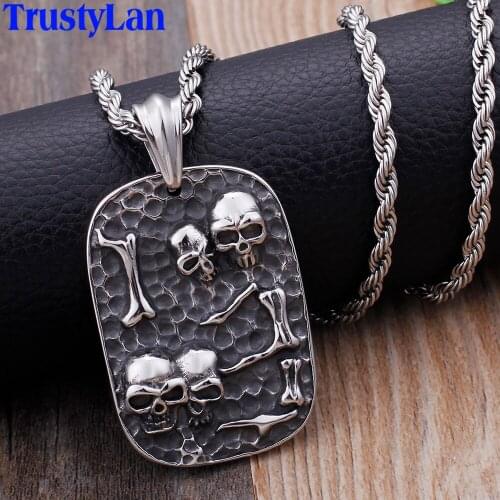 Gothic Mens Necklaces Casting Stainless Steel Skull Pendants 24Inches Long Necklace For Men Punk Rock Jewelry Dropship Gift