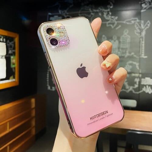 Luxury plating Lens diamond soft silicon Phone Case For apple iPhone 12 Pro Max 7 8 Plus X XS XR 11 MiNi SE crystal cover coque