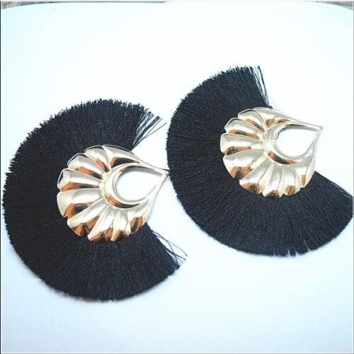 Black tassel pendants for earring making parts stud earring women fashion craft items top fashion fabric