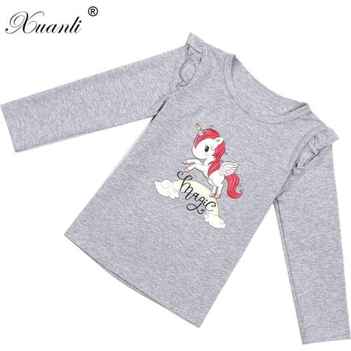 Children Boy Girls Unicorn cartoon pattern Long Sleeve T-shirt Kids Costume Cotton Childrens Bottoming Clothing 4 Colors