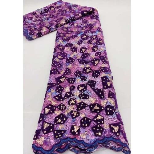 Hot Selling African Flannel Lace Fabric Embroidery Craft Sewing Design DIY Supplies Banquet Prom Party Dress Skirt 5 Yards Bpodq