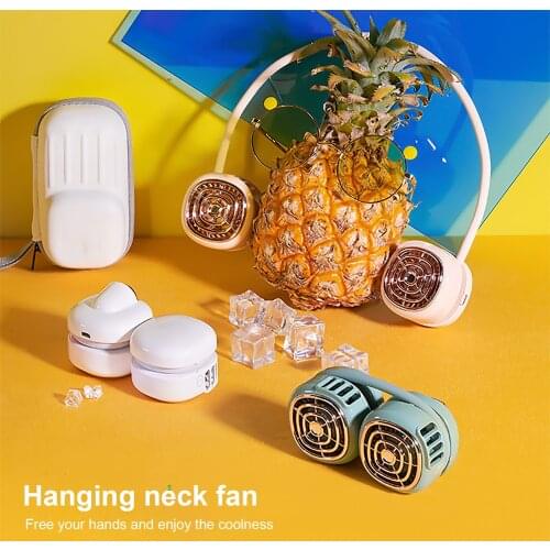 Handsfree Neck Fan USB Rechargeable Neck Hanging Electric Fan 3 Wind Speed Portable Wearable Cooler Summer Outdoor Travel