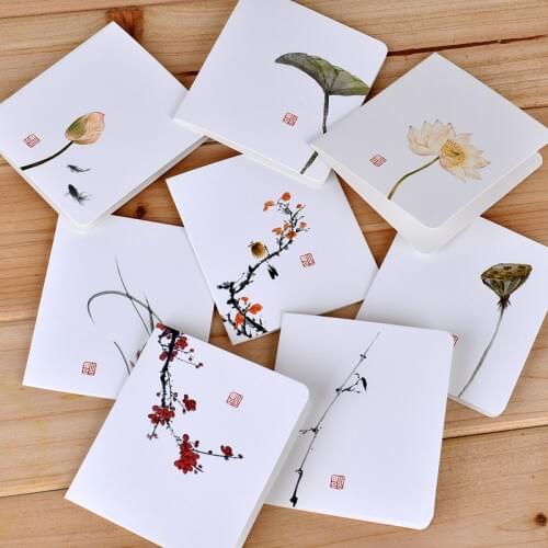 Jonvon Satone 8 pcs Letter Paper Classical Chinese Wind Card White Message Diy Folding Birthday Christmas New Years Day Card