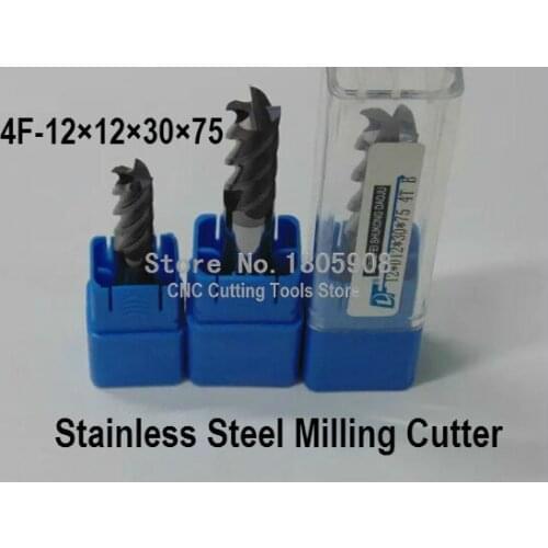 Carbide cutter 4F-12*12*30*75MM Special stainless steel alloy milling cutter , CNC milling machine, CNC milling tools, Nc tool
