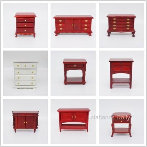 1:12 DIY Mini Dollhouse Pocket Solid Wood Cabinet Model Decoration for Dollhouse Furniture Furnishing Articles Accessories