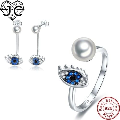 J.C Women Anniversary Vintage Design Sapphire Blue Topaz Ring & Earring Genuine Solid 925 Standard Sterling Silver Jewelry Set