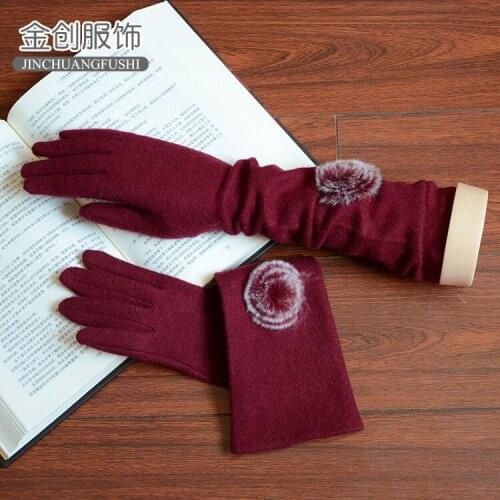 Korean cashmere riding gloves full finger touch screen long gloves for cycling and driving winter gloves women black gloves