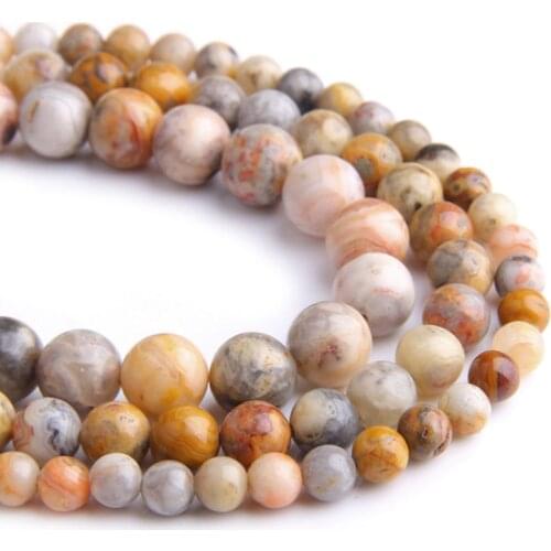 Natural round 6 8 10 mm lace Crazy Agates Gem Stone beads spacer loose agates Beads For DIY jewelry Making Bracelet Necklace diy