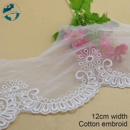 3yards 12cm width Cotton embroid lace sewing ribbon guipure trim fabric warp knitting DIY Garment Accessories wedding lace#3351