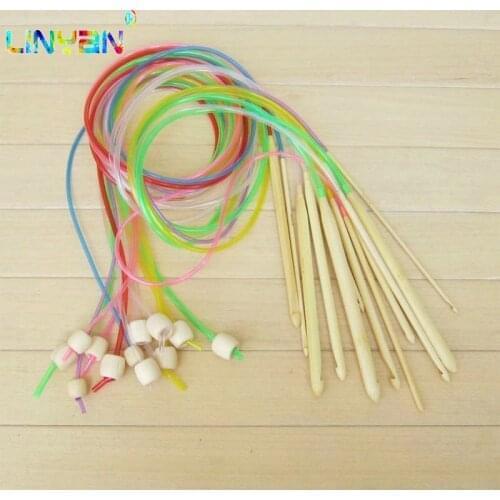 12 pieces 120cm Carpet croche Multi-color Plastic Tube Smooth Nature Circular Bamboo Knitting Crochet hooks Needles tool t4