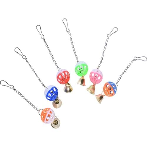 Cute Parrot Toys Pet Bird Parakeet Climb Bite Chew With Hanging Swing Bell Ball Bird Toy Pet Supplies For Parakeet Cockati