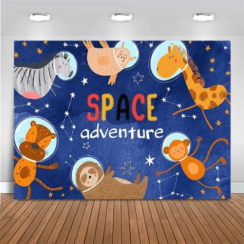 Mocsicka Space Adventure Backdrop Photography Baby Portrait Background Photoshoot Kid Birthday Decor Banner for Photo Studio