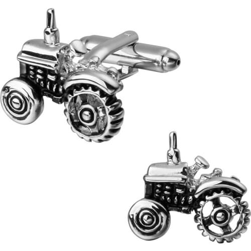 Mens shirts Cufflinks high-quality copper material Funny silvery tractor Cufflinks 5 pairs of packaging for sale